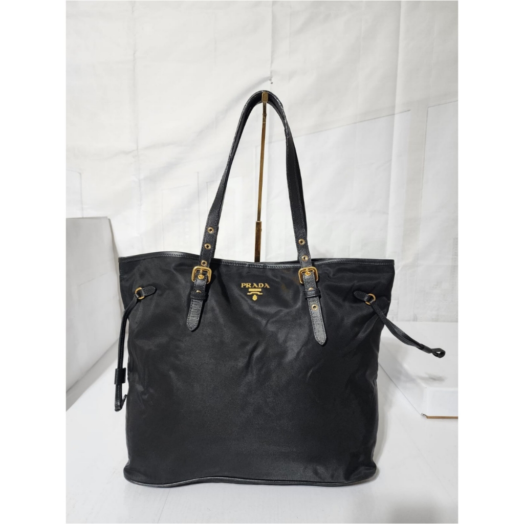 Prada Tessuto Nylon Saffiano Tote Black